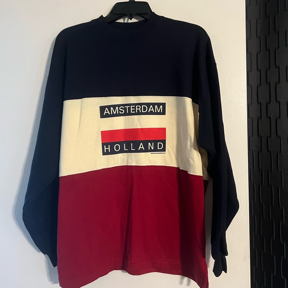 Vintage FOX Design Amsterdam Holland Sweatshirt Crewneck Color Block Adult M